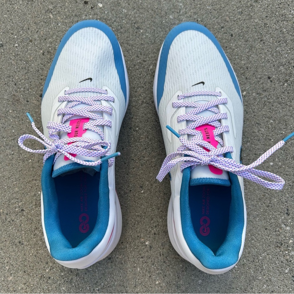 Nike Air Zoom Infinity Tour NEXT% Golf Sneaker White Aurora Blue‎ - Picture 2 of 6